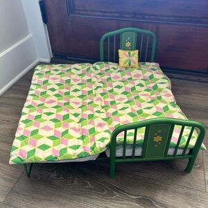 American Girl Kit Doll Bed Green Metal Trundle RETIRED